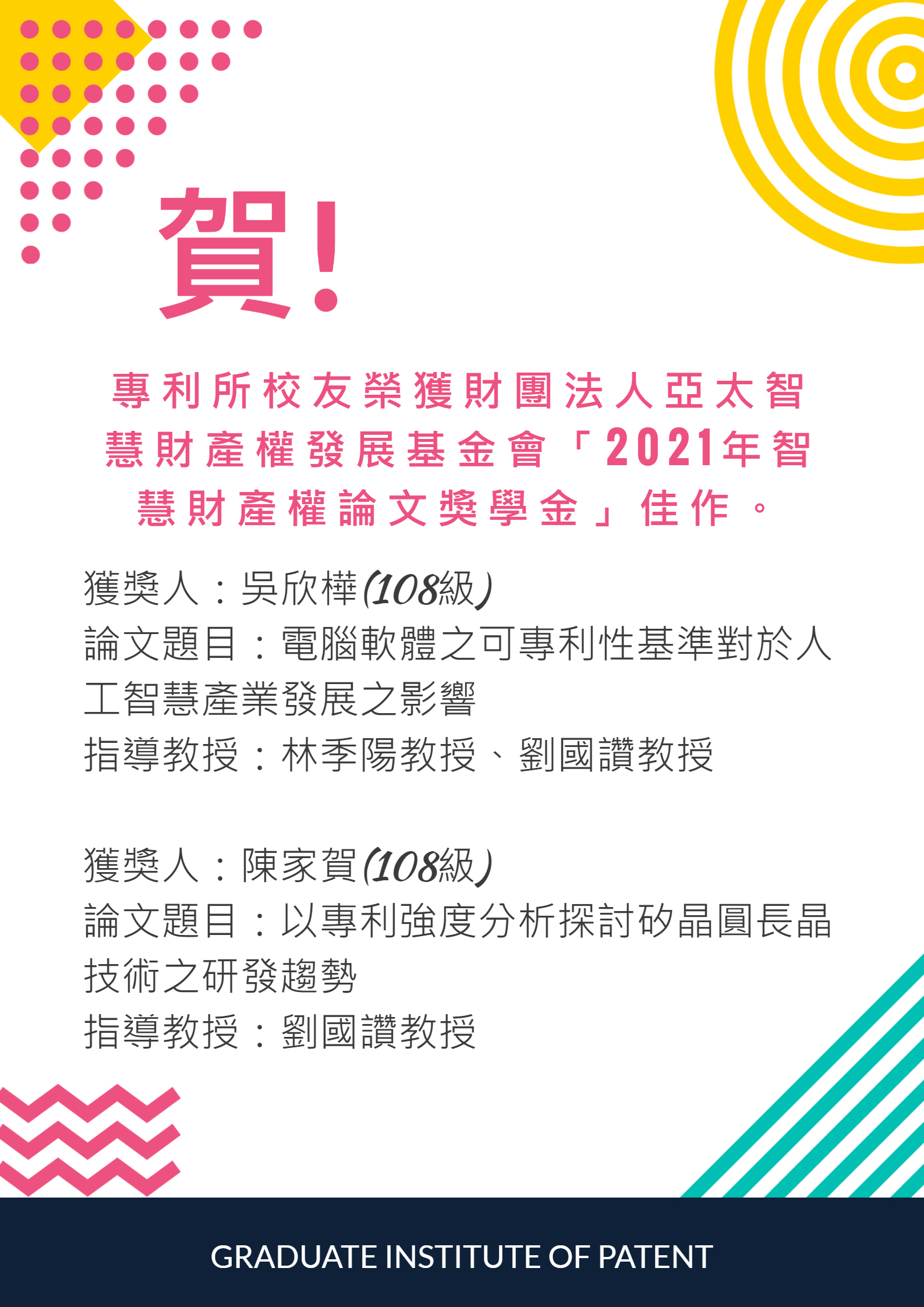 110 年論文獎獲獎榮譽海報